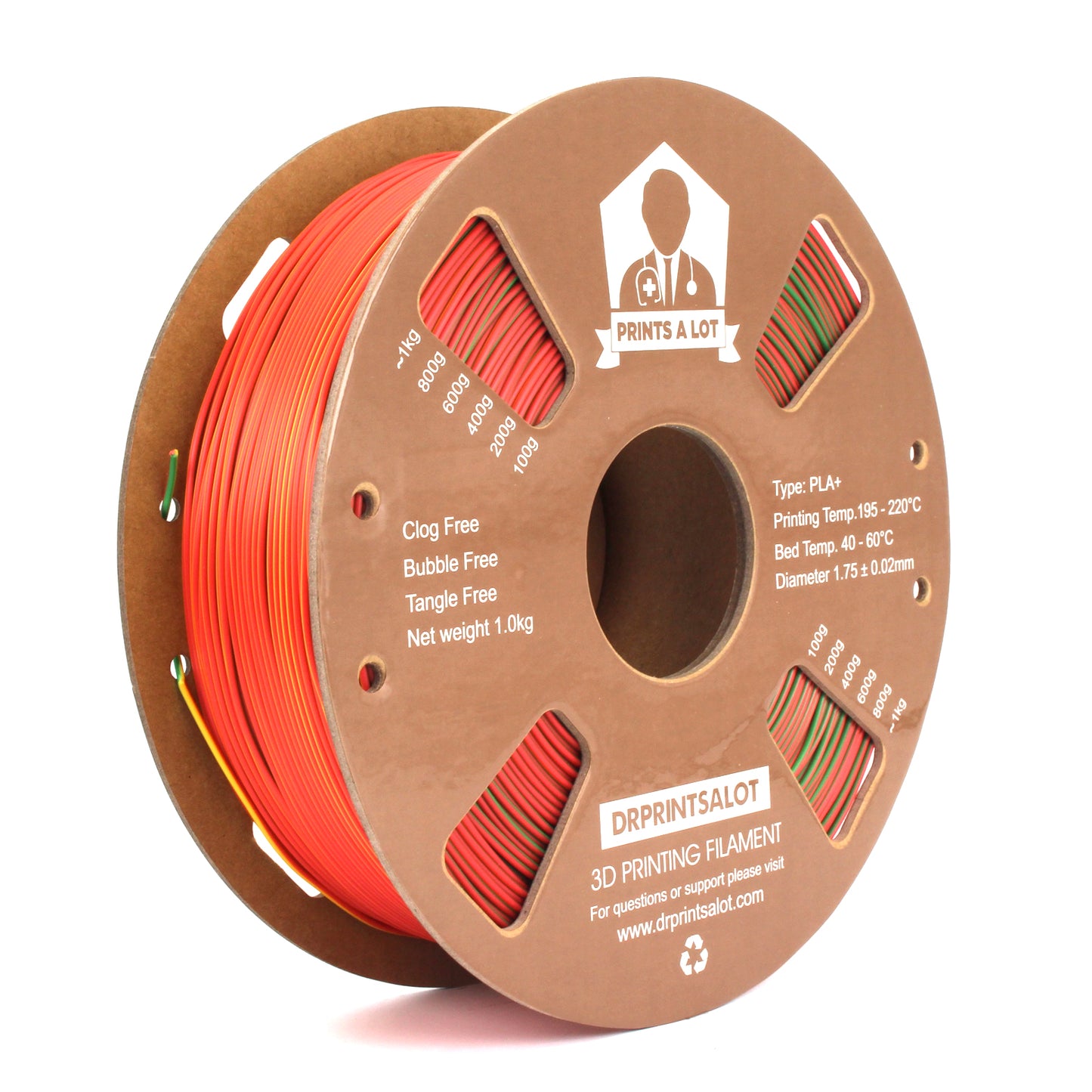 DRPRINTSALOT Rainbow Silk PLA+ Premium Quality 3D Printer Filament, 1 KG Spool