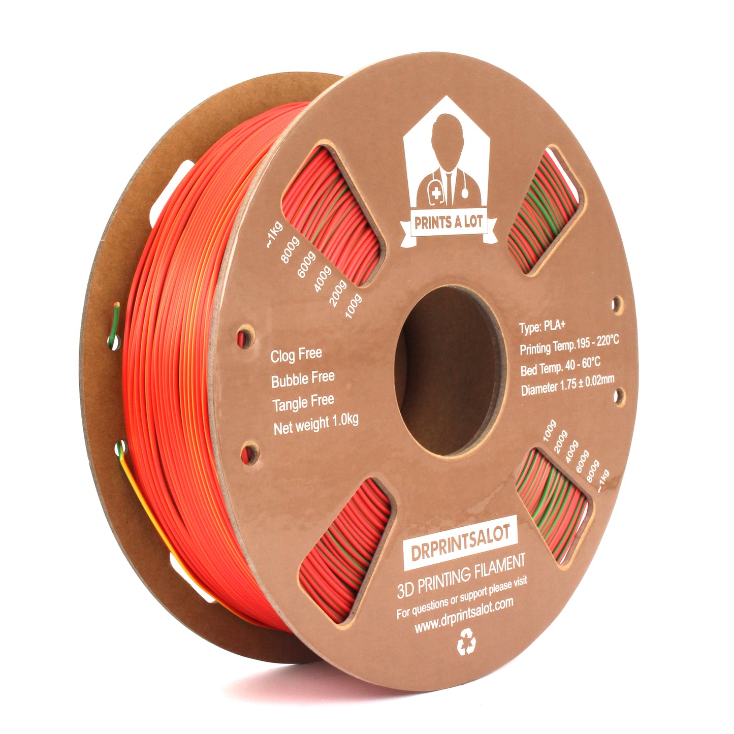 DRPRINTSALOT Rainbow Silk PLA+ Premium Quality 3D Printer Filament, 1 KG Spool