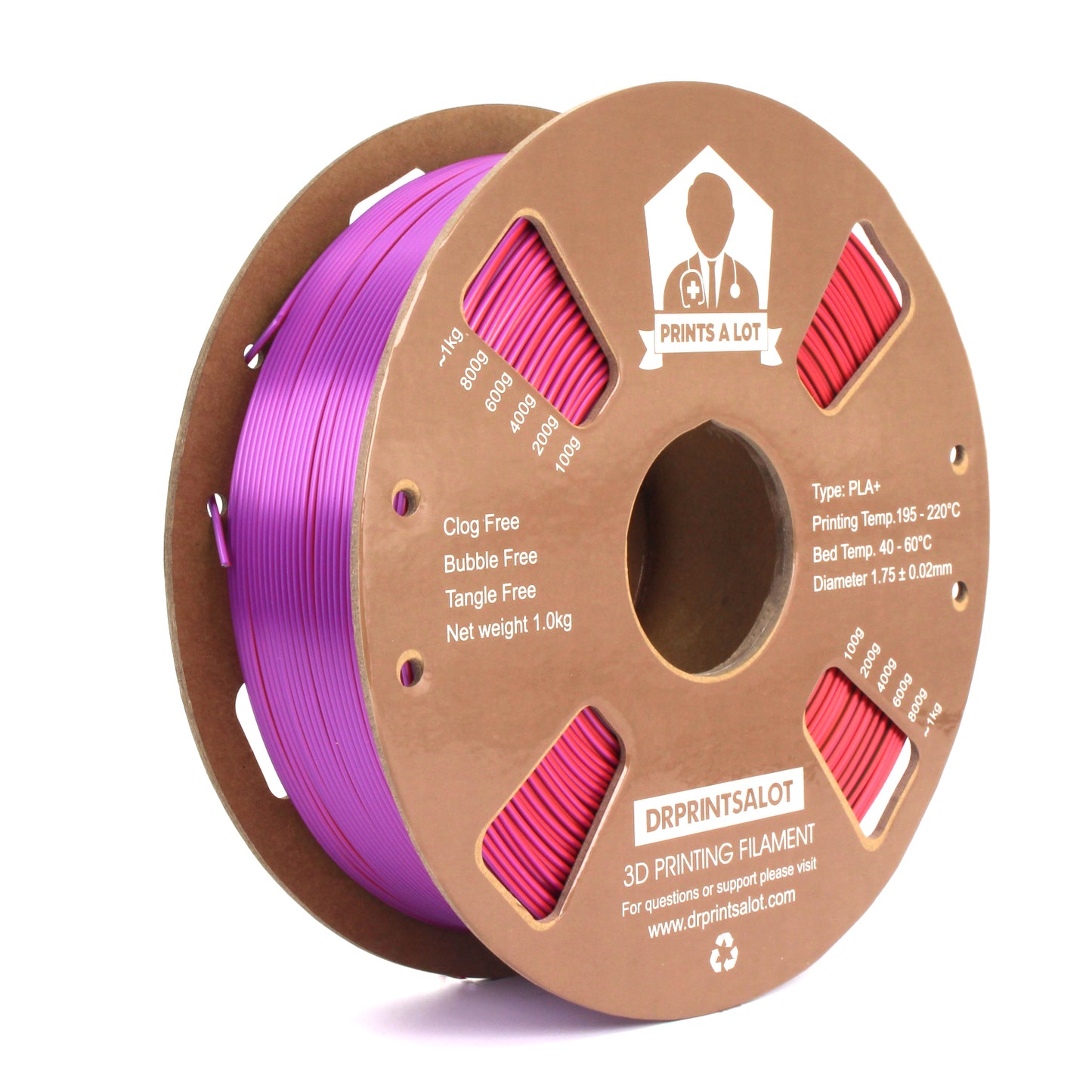 DRPRINTSALOT Rainbow Silk PLA+ Premium Quality 3D Printer Filament, 1 KG Spool